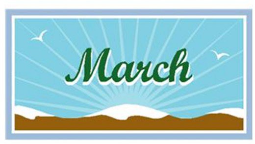 Graphic image with the word March.