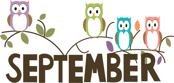 Graphic of Owls on a branch with the words September beneath.